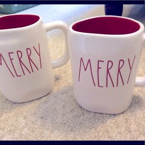Rae Dunn Merry coffee mug with red interior